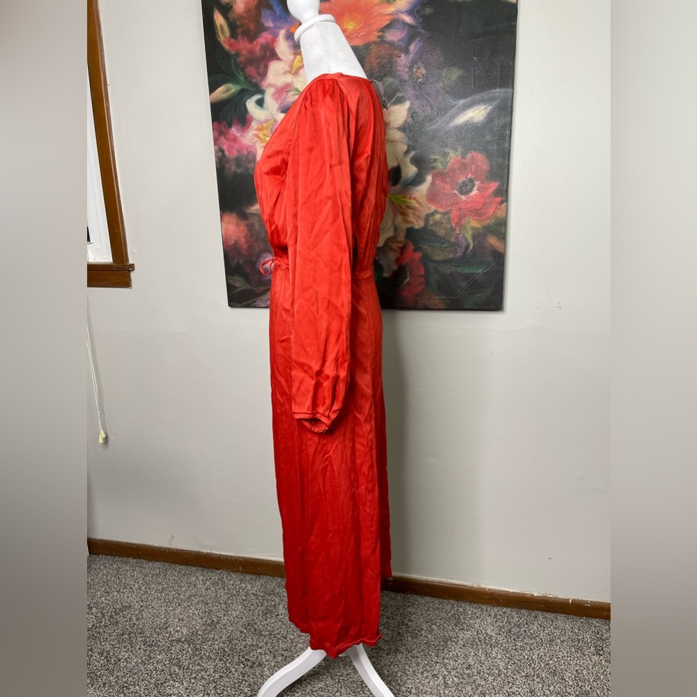 Raquel Allegra Red Silk Midi Dress Sz 2 US 8-10 Quiet Luxury Retail 495 - Picture 6 of 12